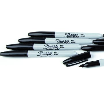 Fine Sharpie Markers. Black. Pack of 12