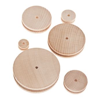 Wooden Pulleys 4mm Bore. Pack of 10