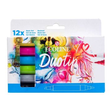 Ecoline Duotip Marker Set Basic | 12 Colours