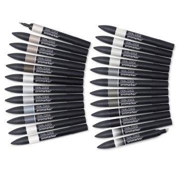 Winsor & Newton ProMarkers Black & Greys. Pack of 24