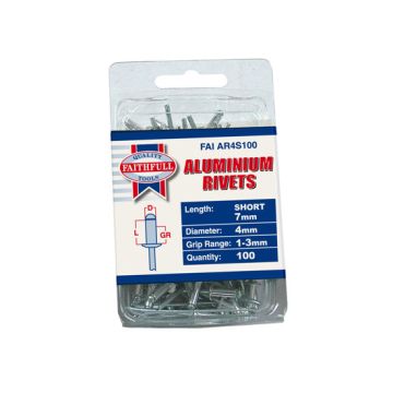 Aluminium Alloy Blind Rivets - 4mm. Per pack