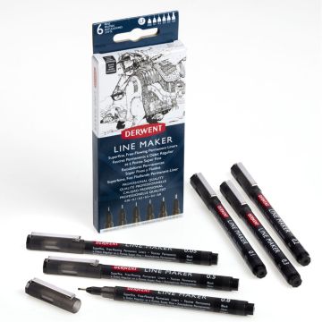 Derwent Line Maker Pen Black. Set of 6