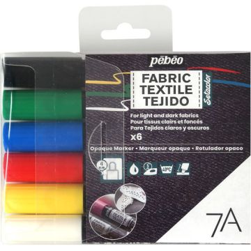 Pebeo Setacolor 7A Opaque Fabric Pens. Pack of 6