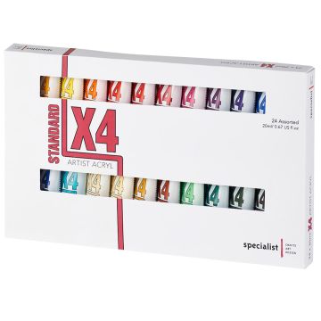 X4 Standard Acryl Tube 20ml Assorted. Set of 24