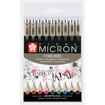 Sakura Pigma Micron 05 Fineliner Set 9 Colours