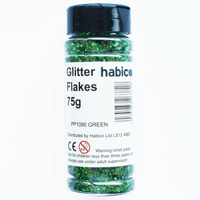 Glitter Flakes Assorted 75g x 6 jars (gold, silver, red, green, iridescent, multi)
