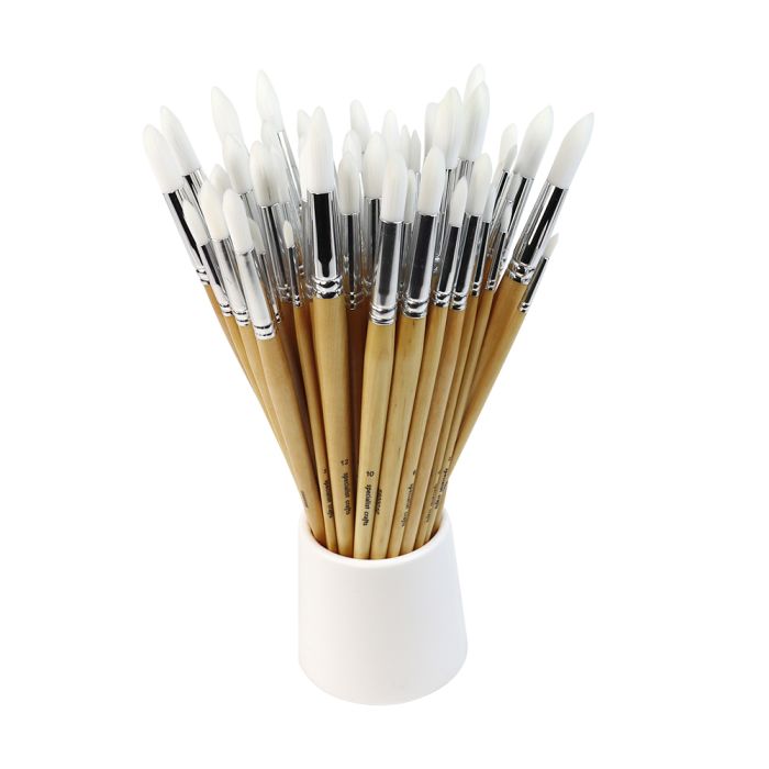 Student Round Synthetic Long Handled Brush Bulk Pack Student Round Synthetic Long Handled Brush Bulk Pack