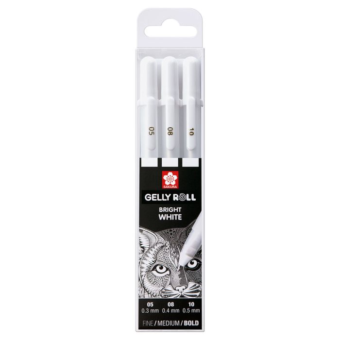 Sakura Gelly Roll Set Bright White Fine, Medium & Bold Set of 3
Sakura Gelly Roll Set Bright White Fine, Medium & Bold Set of 3