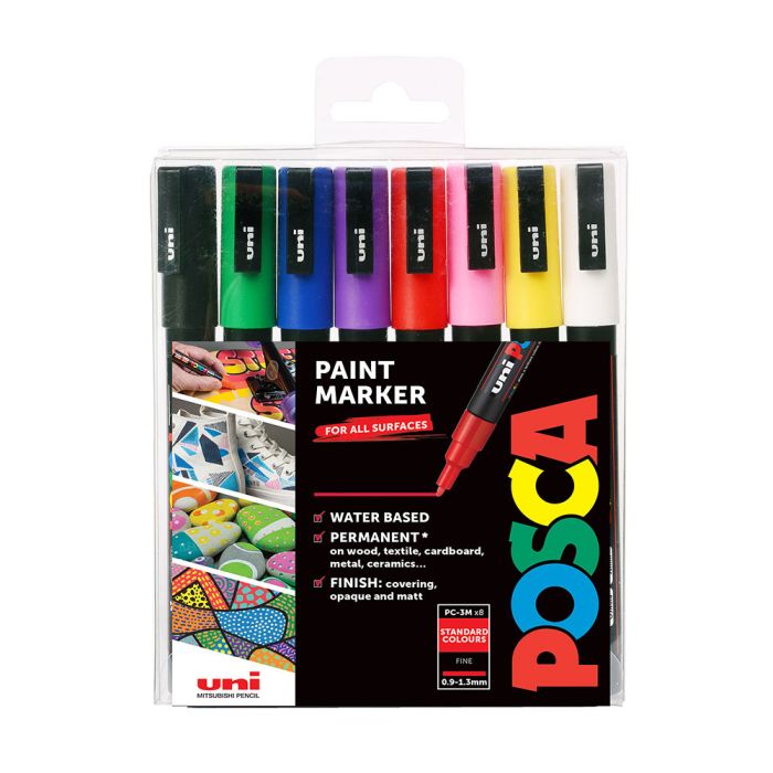 Uni Posca Marker PC-3M 8 Standard Colours Uni Posca Marker PC-3M 8 Standard Colours