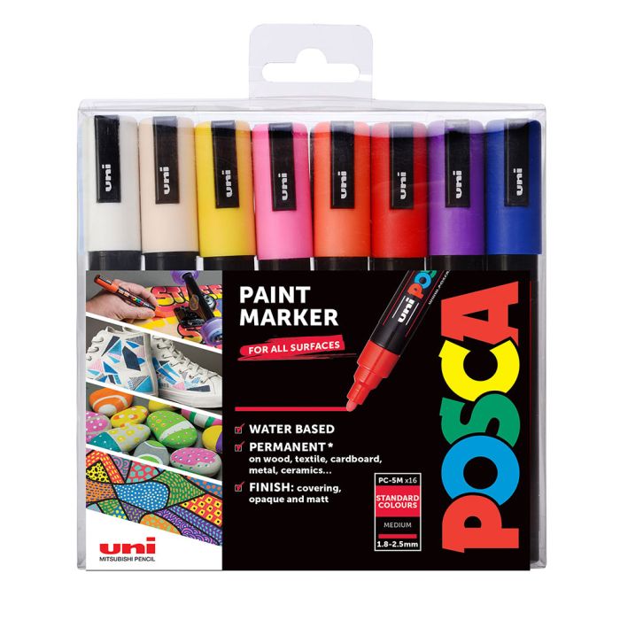 Uni Posca Marker PC-5M 16 Standard Colours Uni Posca Marker PC-5M 16 Standard Colours