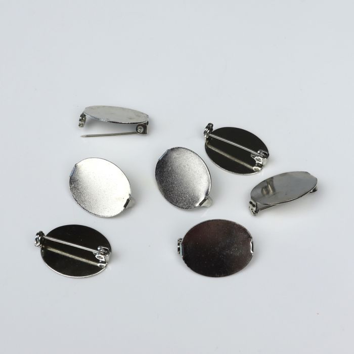 Oval Brooch Blank Pack - Nickel Plated Oval Brooch Blank Pack - Nickel Plated